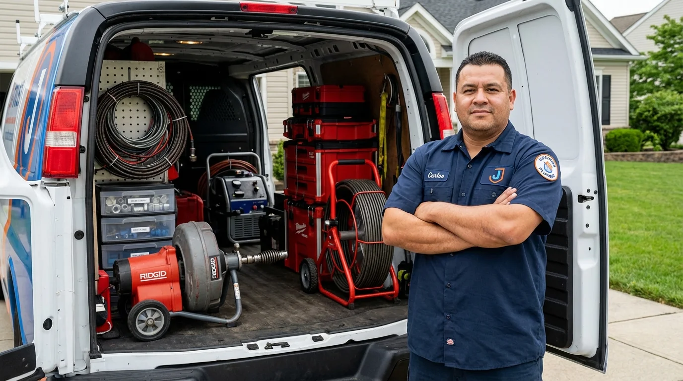 Professional drain cleaning equipment and Johns Plumbing LLC plumber in Sturgeon Bay