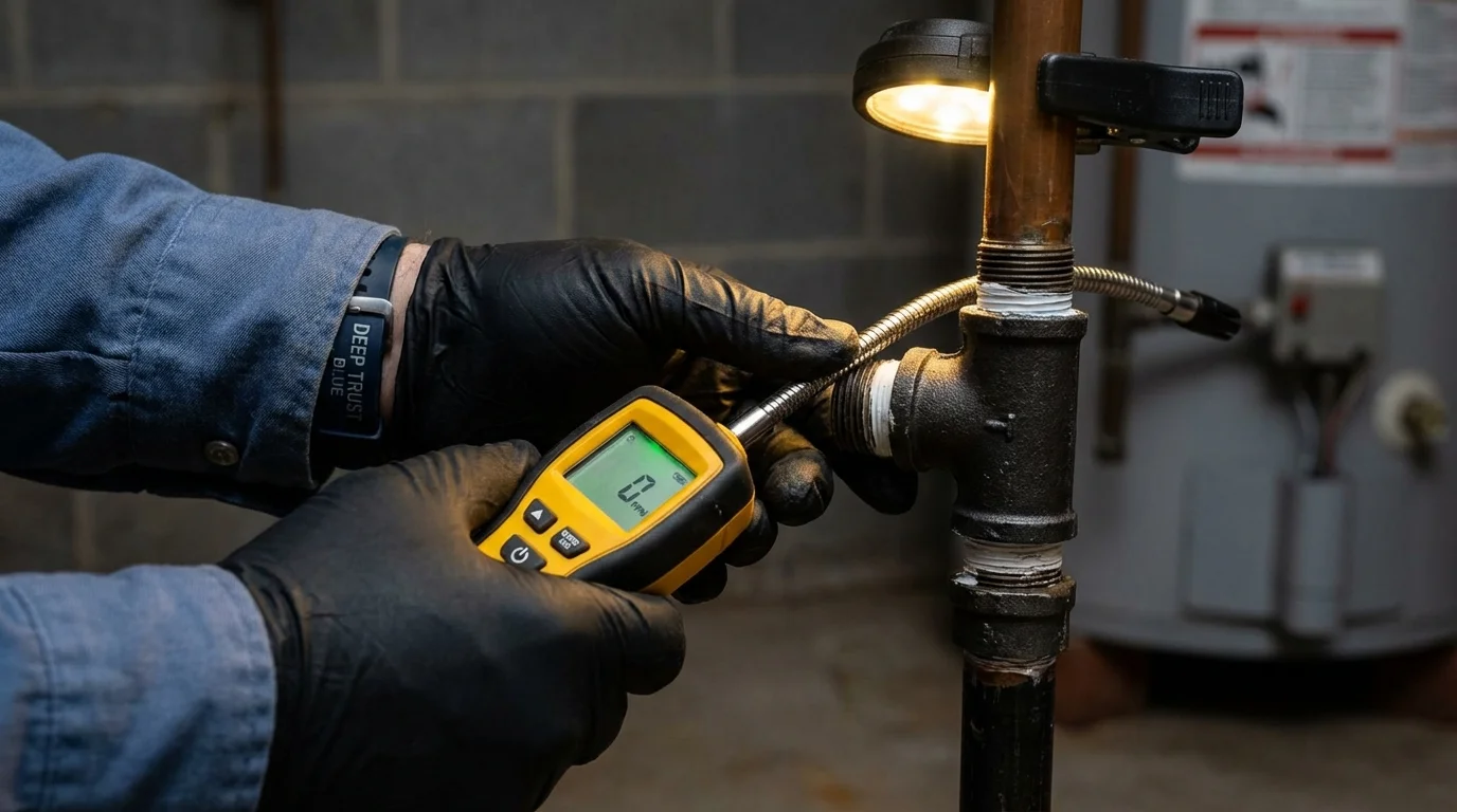 Gas leak detection with electronic sniffer by Johns Plumbing LLC in Sturgeon Bay