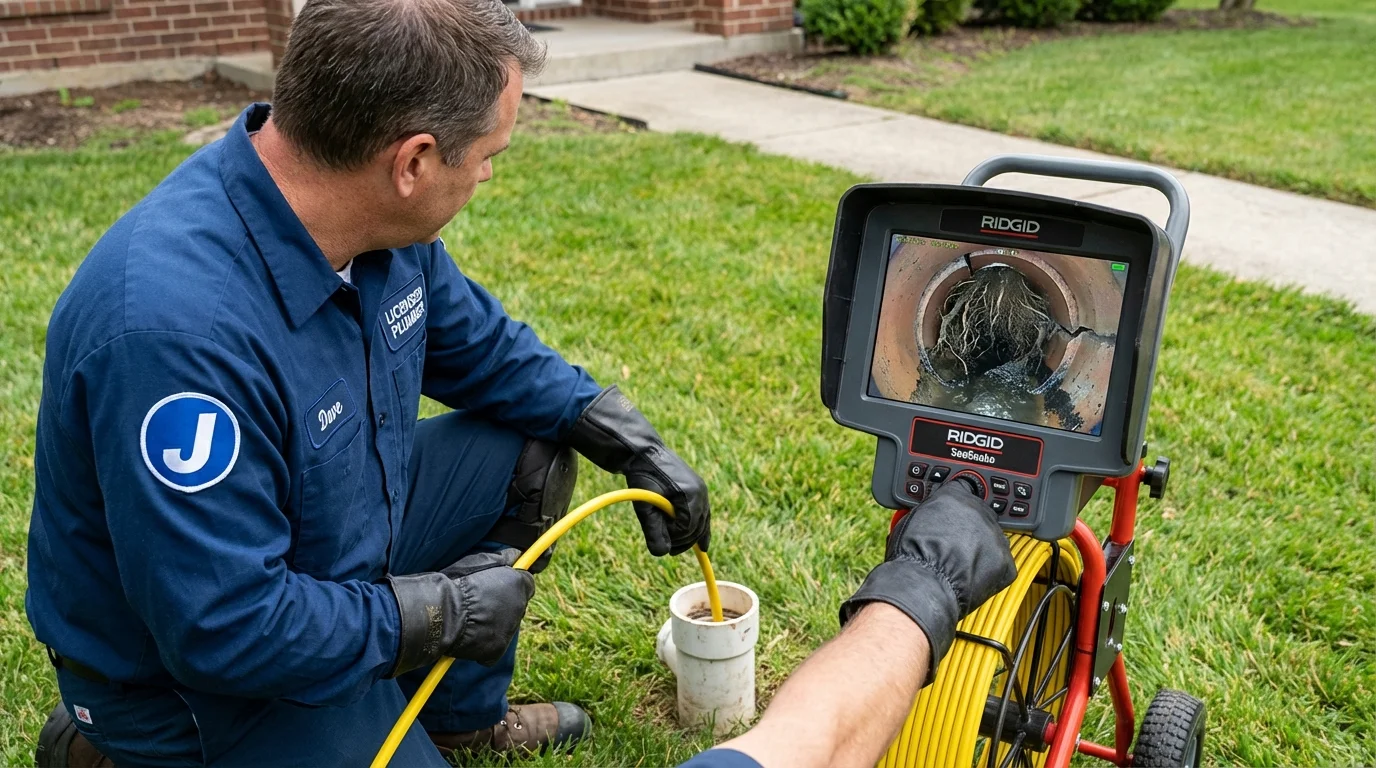 Sewer camera inspection being performed by Johns Plumbing LLC in Sturgeon Bay